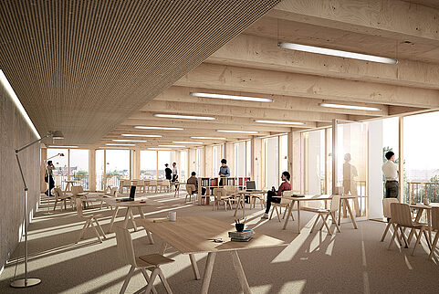 Auf acht Etagen mit insgesamt 5.000 m² Bruttogeschossfläche wird es Büros, ein Restaurant, ein Amphitheater beherbergen.