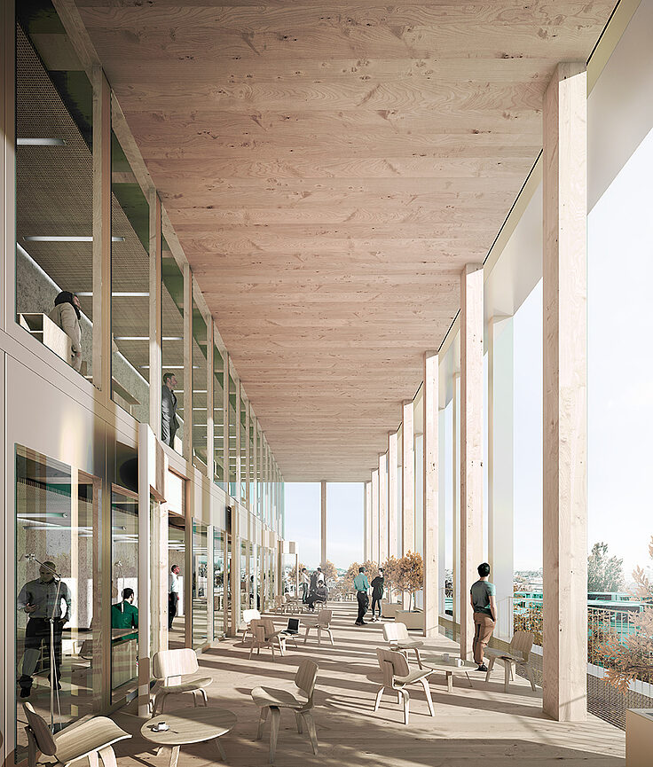 für einen Büroneubau aus Holz für die Rue du Rhin im Straßburger Stadtviertel Neudorf erhielt den ersten Preis.